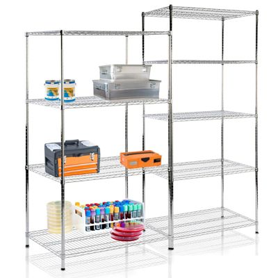 Étagère pour charge lourde Acier, Meuble de rangement Finition Chromé, 4 Étages, 200 x 90 x 60 cm, Charge Max : 750 kg