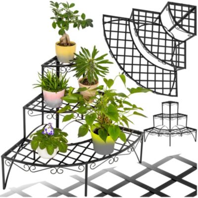 Étagère pour plantes droite à 3 niveaux noir