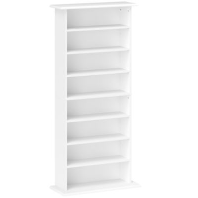 Étagère range CD - meuble rangement CD DVD - 8 compartiments, 6 étagères réglables - max 360 CD/185 DVD - blanc