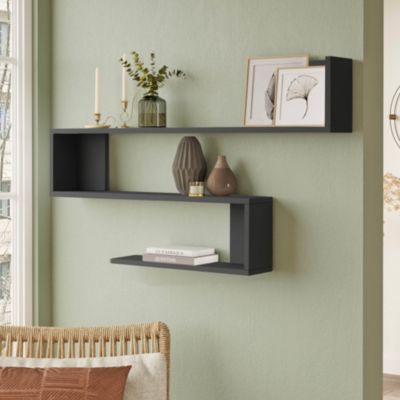 Étagère Rebecca Mobili Doye 71,5x120x14,5 Panneau de particules Gris Foncé Moderne