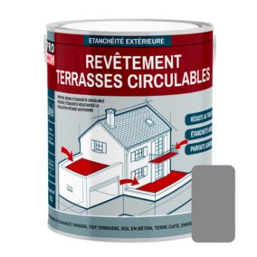 Étanchéité terrasse, résine, peinture d'étanchéité circulable PROCOM-2.5 litres-Gris