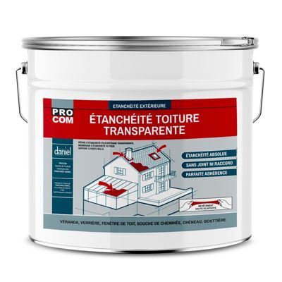 Étanchéité transparente polyuréthane - Résine d'étanchéité transparente toiture, véranda, verrière, serre PROCOM-10-Transparent