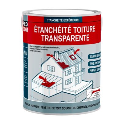 Étanchéité transparente polyuréthane - Résine d'étanchéité transparente toiture, véranda, verrière, serre PROCOM-2.5-Transparent