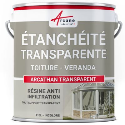 Étanchéité transparente véranda tuile verre polycarbonate peinture résine  - 2.5 L - ARCANE INDUSTRIES