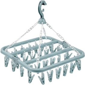 Étendoir à chaussettes avec 32 épingles à linge , séchoir suspendu d'intérieur pliable avec crochets chaussettes étendoir à sous