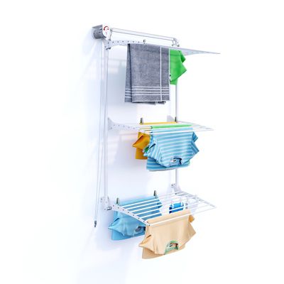 Étendoir mural 3 grilles pliables blanc 88x52x137 cm alu Foxydry Tower 80