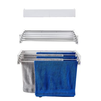 Étendoir mural blanc alu 71x35x13cm rétractable Foxydry Hide 70