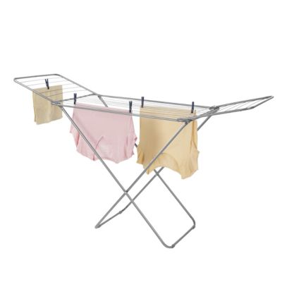 Étendoir séchoir à linge pliable en métal à Ailes Latérales,coloris gris-Hauteur 100 x Profondeur 55 x longueur 182 cm