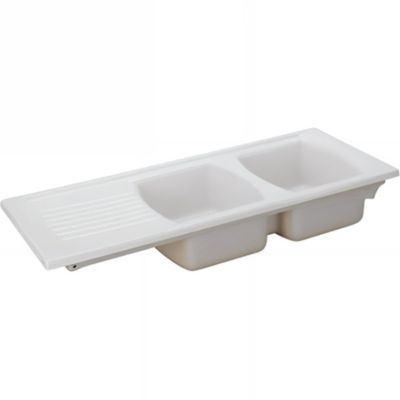 Évier 2 bacs 1 égouttoir à encastrer par dessus 120,5x50cm hauteur 22,2cm céramique SANINDUSA Lusitano blanc
