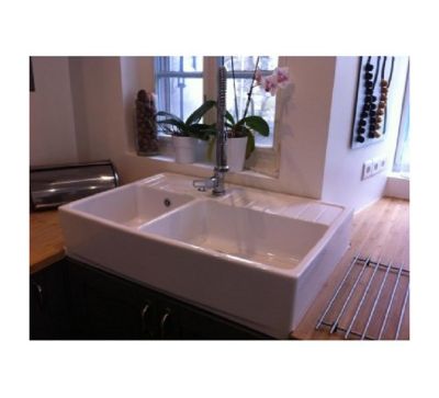 Évier céramique blanc Country 2 bacs 90 cm