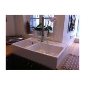 Évier céramique blanc Country 2 bacs 90 cm