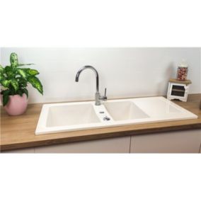 Évier céramique Lingot blanc 2 cuves + égouttoir Sarreguemines