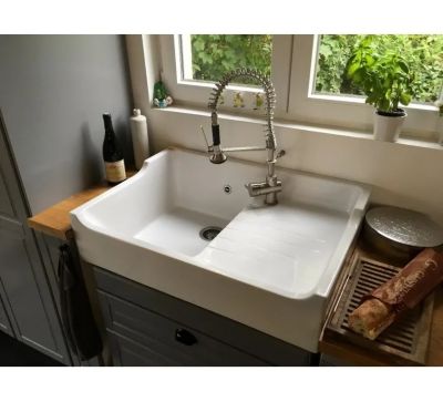 Évier céramique timbre d'office Grand Siècle blanc 90 cm