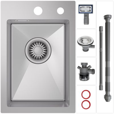 Évier de Cuisine 30 x 45 cm, CECIPA  MAX Évier en inox brossé, Évier 1 Bac Montage Encastré ou Supérieur