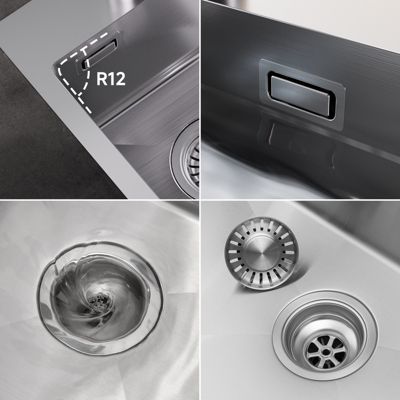 Évier de Cuisine 30 x 45 cm, CECIPA  MAX Évier en inox brossé, Évier 1 Bac Montage Encastré ou Supérieur