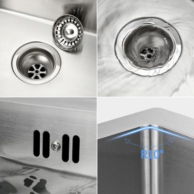 Évier de Cuisine 50 x 44 cm, CECIPA MAX Évier en inox brossé, Évier 1 Bac Montage Encastré ou Supérieur