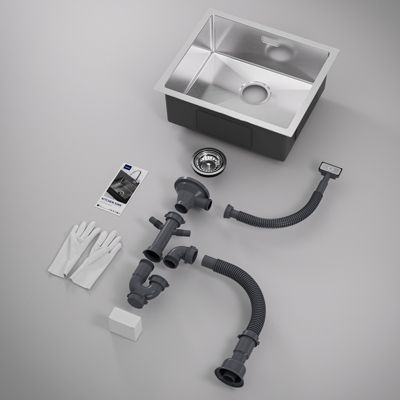 Évier de Cuisine 50 x 44 cm, CECIPA MAX Évier en inox brossé, Évier 1 Bac Montage Encastré ou Supérieur