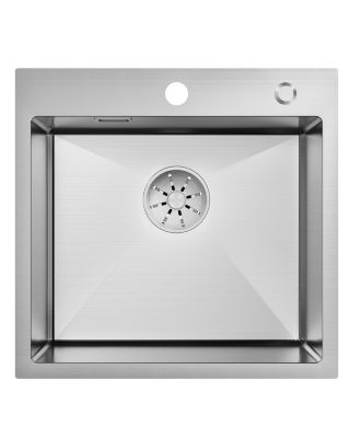 Évier de Cuisine 50 x 45 cm, CECIPA MAX Évier carré en inox brossé, Évier 1 Bac, Lavabo Cuisine Montage Encastré ou Supérieur