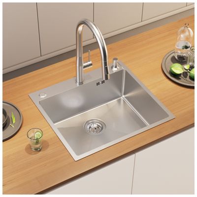 Évier de Cuisine 50 x 45 cm, SOFETIY MAX Évier en inox brossé, Évier 1 Bac Montage Encastré ou Supérieur