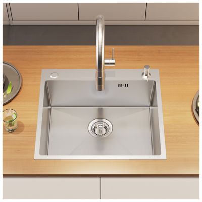 Évier de Cuisine 50 x 45 cm, SOFETIY MAX Évier en inox brossé, Évier 1 Bac Montage Encastré ou Supérieur