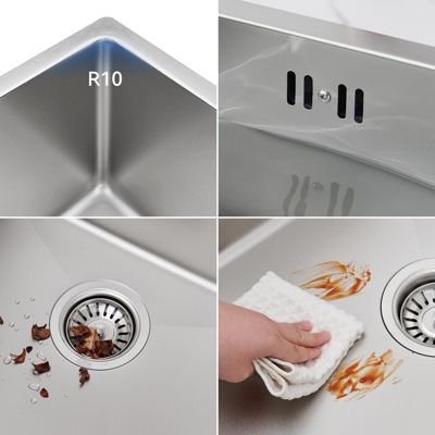 Évier de Cuisine 50 x 45 cm, SOFETIY MAX Évier en inox brossé, Évier 1 Bac Montage Encastré ou Supérieur