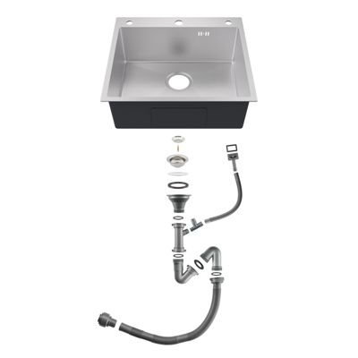 Évier de Cuisine 50 x 45 cm, SOFETIY MAX Évier en inox brossé, Évier 1 Bac Montage Encastré ou Supérieur