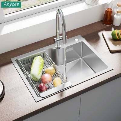 Évier de Cuisine 60 x 45 cm, Cecipa MAX Évier en Inox Brossé, Évier 1 Bac avec Panier de Drainage , Évier à Encastrer