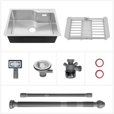 Évier de Cuisine 60 x 45 cm, Cecipa MAX Évier en Inox Brossé, Évier 1 Bac avec Panier de Drainage , Évier à Encastrer
