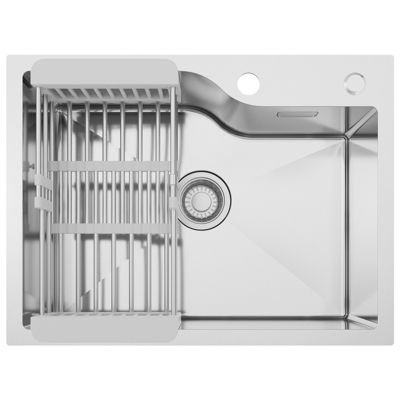 Évier de Cuisine 60 x 45 cm, Cecipa MAX Évier en Inox Brossé, Évier 1 Bac avec Panier de Drainage , Évier à Encastrer