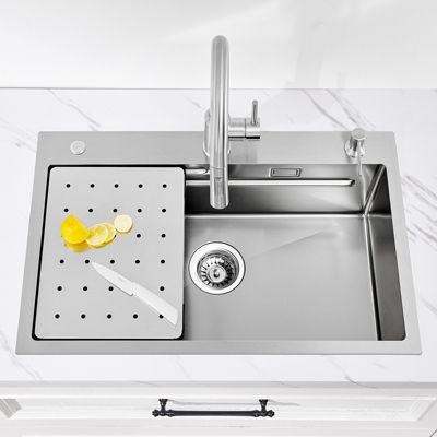 Évier de Cuisine avec égouttoirs 70 x 45 cm, Cecipa MAX Évier en Inox Brossé, Évier 1 Bac avec Egouttoir + Vasque