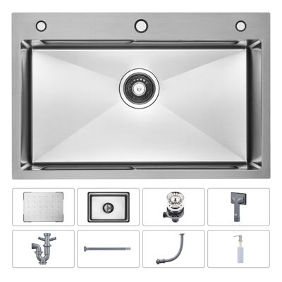 Évier de Cuisine avec égouttoirs 70 x 45 cm, Cecipa MAX Évier en Inox Brossé, Évier 1 Bac avec Egouttoir + Vasque