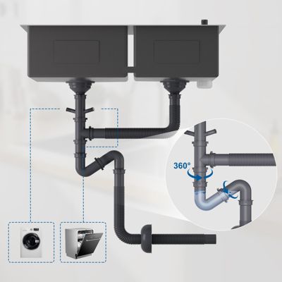 Évier de Cuisine inox 75 x 45 cm, Auralum MAX Évier 2 Bacs, Lavabo Cuisine Montage Encastré ou Supérieur, Évier carré