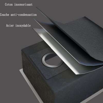 Évier de Cuisine Inox Argent 60x45x20cm 1 bac avec Vidage rapide et haut débit
