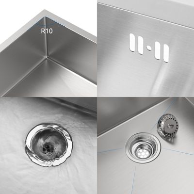 Évier de Cuisine inox brossé 55 x 45 cm, CECIPA MAX Évier 1 Bac, Lavabo Cuisine Montage encastrer + Distributeur de Savon