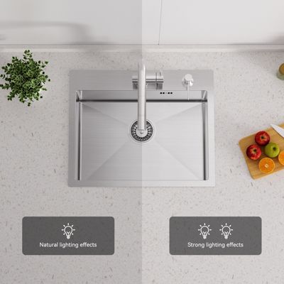 Évier de Cuisine inox brossé 55 x 45 cm, CECIPA MAX Évier 1 Bac, Lavabo Cuisine Montage encastrer + Distributeur de Savon