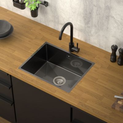 Évier de cuisine ML-Design 50x40 cm anthracite vidage et trop plein montage à encastrer sous plan