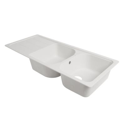 Evier En Composite De Quartz Blanc 2 Bacs A Encastrer Arber Castorama