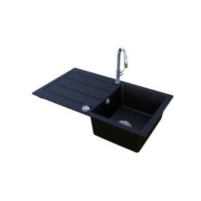 Évier EVISTONE avec 1 bac + égouttoir 86cm - Nero