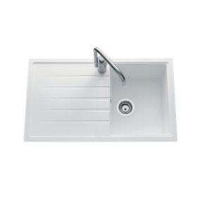 Évier granit blanc Ewi ICAUNA 1 bac 1 égouttoir