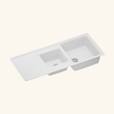 Évier granit blanc Schock ELEMENT 2 bacs 1 égouttoir