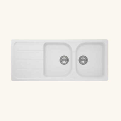 Évier granit blanc Schock FORMHAUS 2 bacs 1 égouttoir
