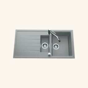 Évier granit gris Ewi ICAUNA 1 bac  1/2 - 1 égouttoir