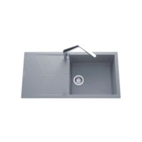 Évier granit gris Ewi NOVA 1 grand bac 1 égouttoir