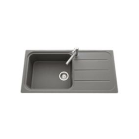 Évier granit gris Ewi OGLIO 1 grand bac 1 égouttoir