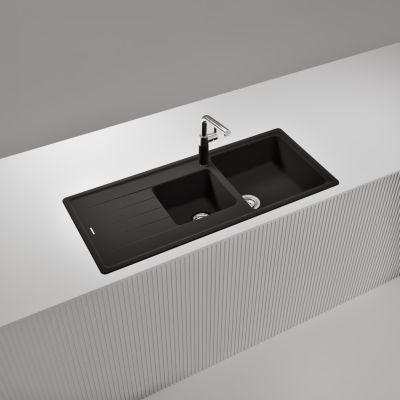 Évier granit noir Schock ELEMENT 2 bacs 1 égouttoir
