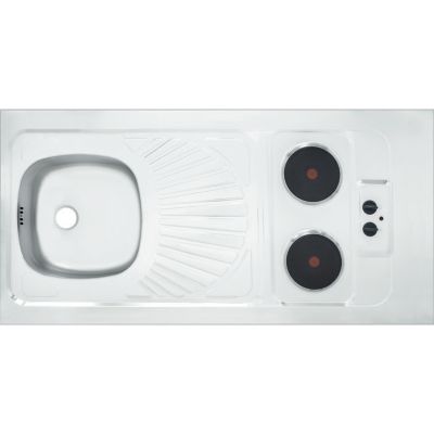 Évier inox - Moderna - 1 bac et 1 égouttoir - Avec plaques électriques