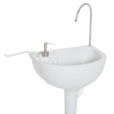 Évier à Main Portable Jardin Extérieur Camping Voyager avec Réservoir d'Eau 17L Pompe à Pied 83 x 50 x 103 cm Gris