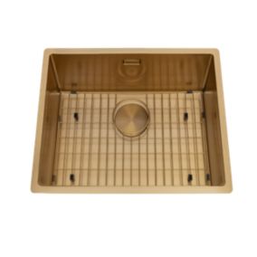 Évier sous-plan inox doré Luisina LEGATO 1 bac 560x440 - Grille et cache bonde doré inclus