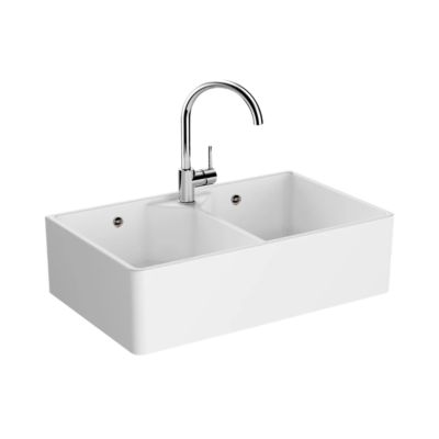 Évier timbre d'office céramique blanc VitrA BELFAST 2 bacs