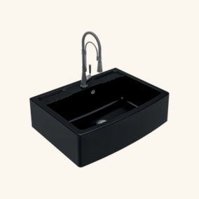 Évier timbre d'office granit noir FOCA 1 bac